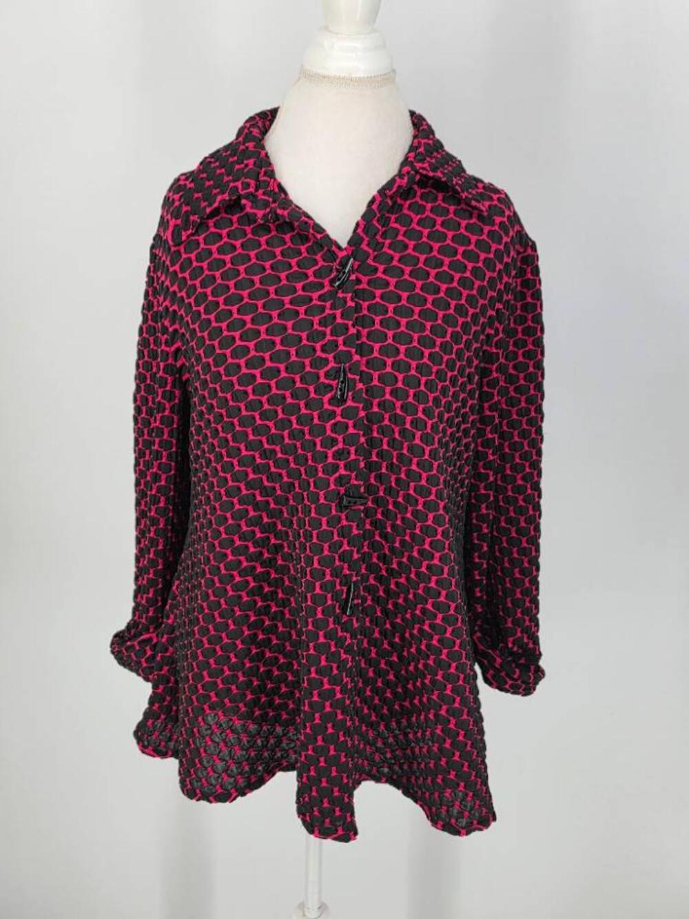 Vintage Sole Dione Studio Womens XL Jacket Pink Black Popcorn Knit 90s Toggle